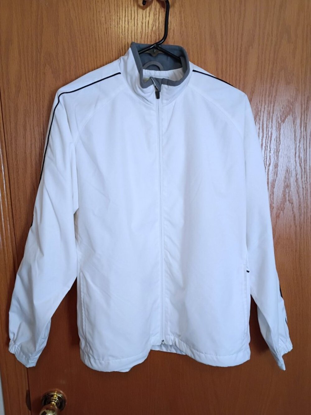 Page & Tuttle White Windbreaker Women's Sz Large Water Resist Sports Golf Jacket
